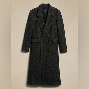 NWT Banana Republic M Petite Cortazar Herringbone Topcoat